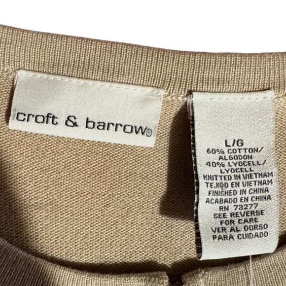 Croft & Barrow (Kohl’s) NWT Sweater Cardigan Beige Tan Full-Zip Women’s Size L - Picture 3 of 16